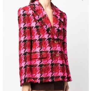 🆕Versace single breasted pink, black multi blazer